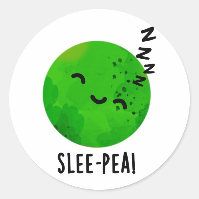 Pea Funny Sleeping Pea Pun Runder Aufkleber (Vorderseite)