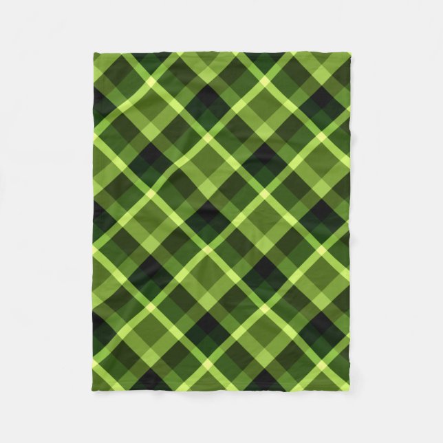 Pea Green Kariert Pattern Kleines Fleece Leder (Vorderseite)