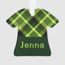 Pea Green Plaid Monogramme T-shirt ornement acryli