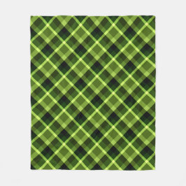 Pea Green Plaid Pattern Medium Fleece Blanket