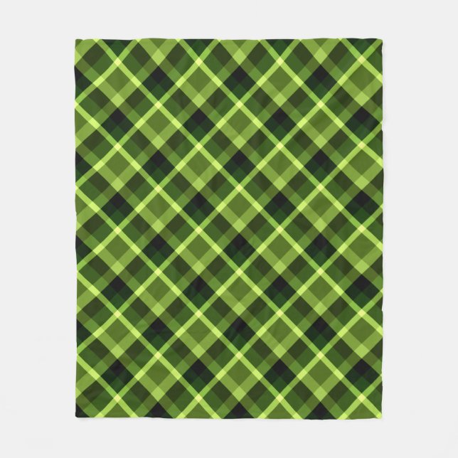 Pea Green Plaid Pattern Medium Fleece Blanket (Vorderseite)