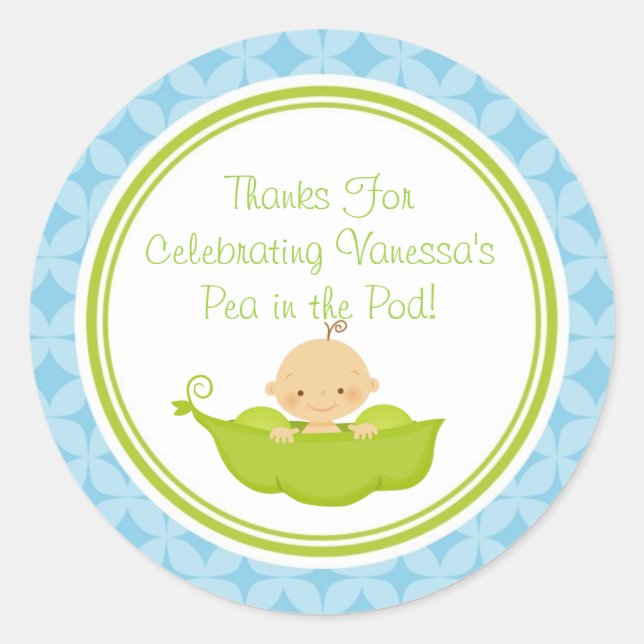 Pea in Pod Baby Shower Custom Favor Stickers (Vorderseite)