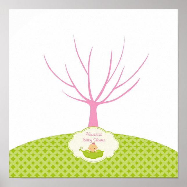 Pea in Pod Baby Shower Gästebuch Tree Poster (Vorne)
