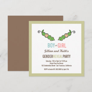 Pea in Pod Genre Révéler Baby shower Invitation
