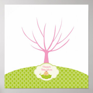 Pea in the Pod Baby Shower Gästebuch Baum Poster