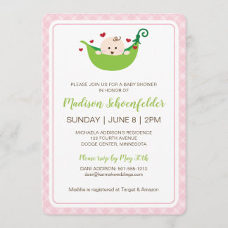 Pea in the Pod Baby shower Invitation (Girl)