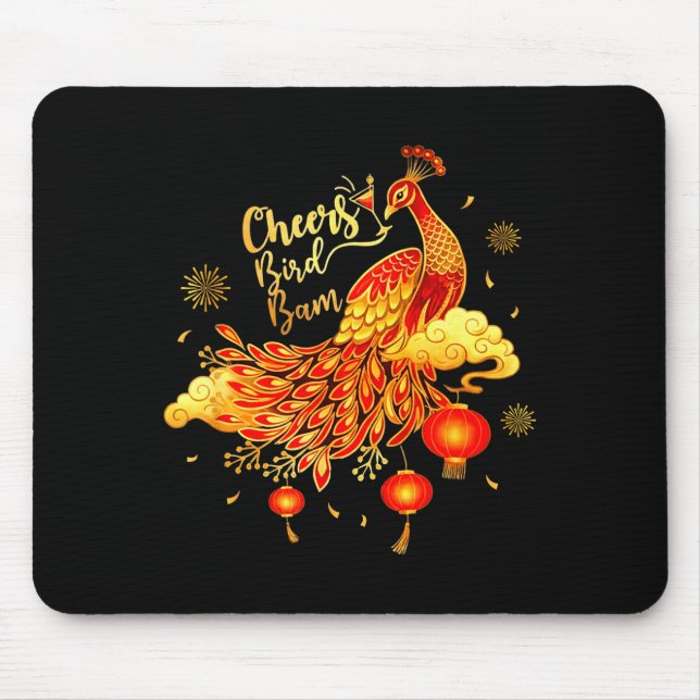 Pea Mahjong Cheers Bird Bam Chinese Mah Jong Game  Mousepad (Vorne)