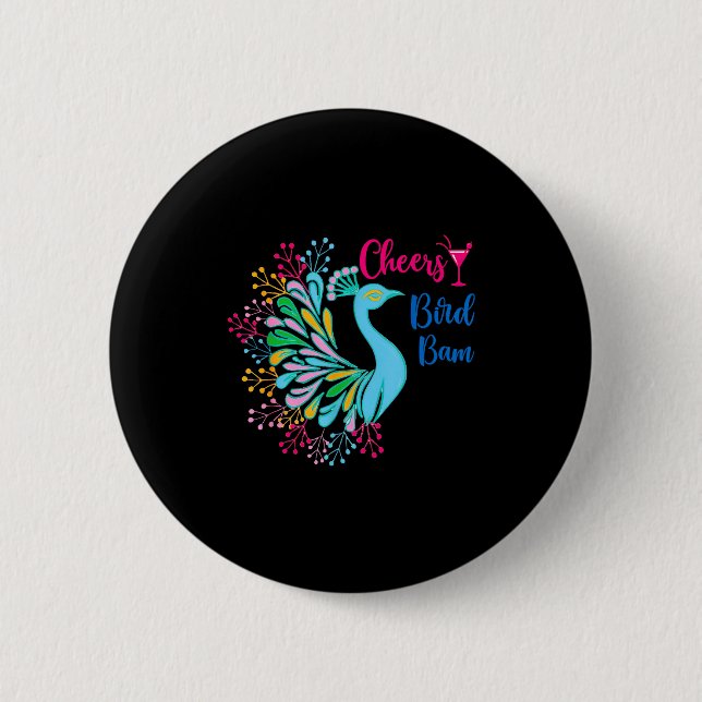 Pea Mahjong Cheers Bird Bam Chinese Mah Jong Wine  Button (Vorderseite)