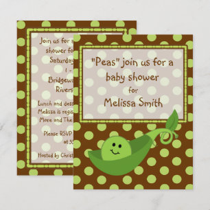 Pea Pod auf Polka Dots Neutral Baby Dusche einlade Einladung
