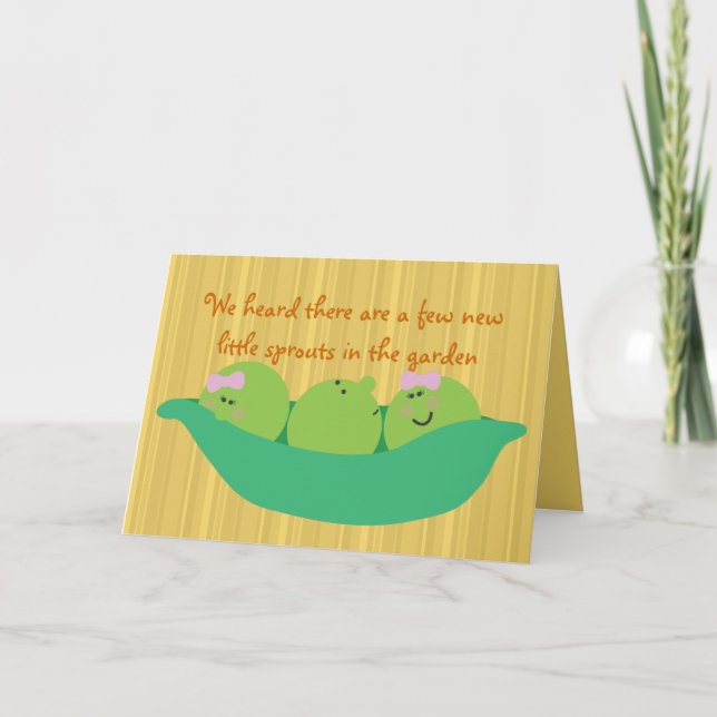Pea Pod Pals Triole Babys Herzlichen Glückwunsch K Karte (Vorderseite)