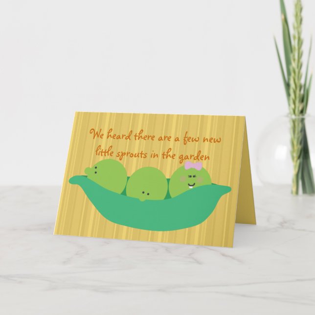 Pea Pod Pals Triplet Babies Félicitations Carte (Devant)
