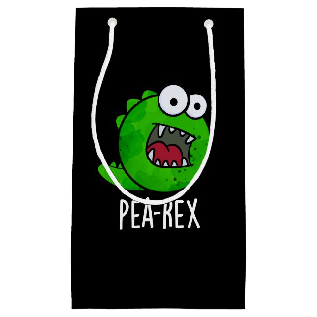 Pea Rex Funny Dinosaur Veggie TRex Pun Dark BG Kleine Geschenktüte (Vorderseite)