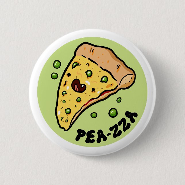 Pea-zza Niedlich Pizza Gemüse Pun Button Button (Vorderseite)