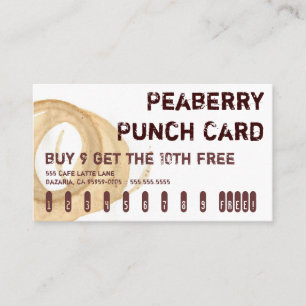 Peaberry Kaffee-Getränk-Lochkarte Treuekarte