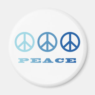 Peace 3 Symbols (blau) Magnet