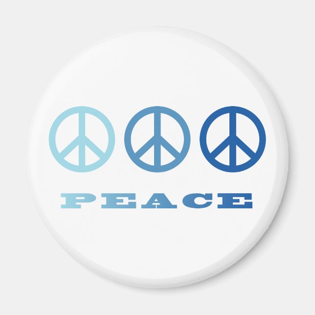 Peace 3 Symbols (blau) Magnet (Vorne)