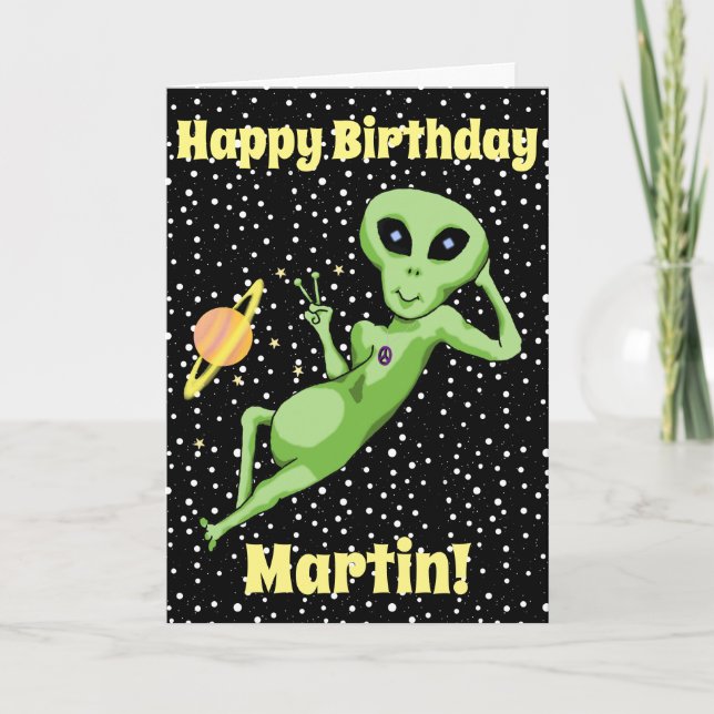 Peace Alien Birthday Card Karte (Vorderseite)