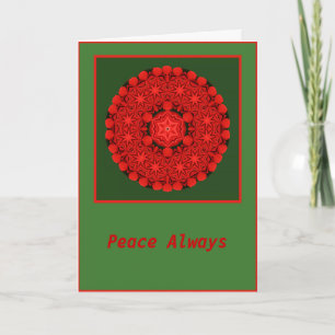Peace Always Holiday Bow Mandala Card Feiertagskarte