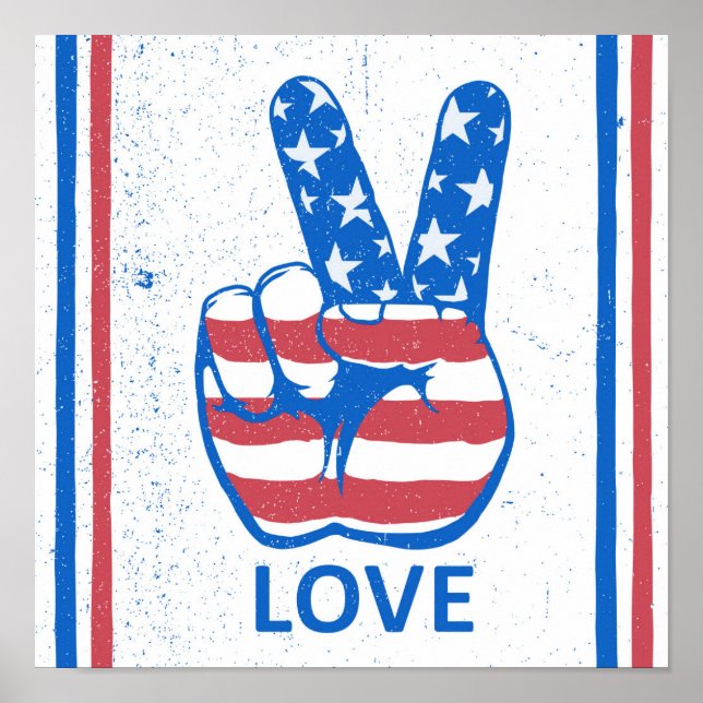 Peace American Flag Pattern Poster (Vorne)
