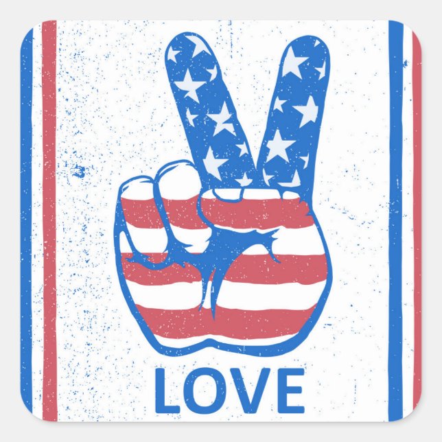 Peace American Flag Pattern Quadratischer Aufkleber (Vorderseite)