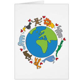 Peace And Love Cute Cartoon Animaux du monde