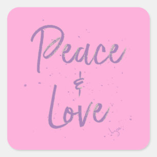 PEACE-and-Love-Purple Quadratischer Aufkleber