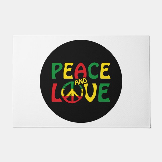 PEACE and LOVE, reggae style Fußmatte (Vorderseite)