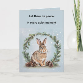 Peace at Christmas Rabbit Folded Greeting Card Karte