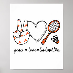 Peace Badminton Golfing Peace Hand Sign Badminton Poster
