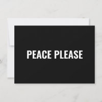 Peace Bitte Schwarz-weiß minimale Anti-Kriegskarte