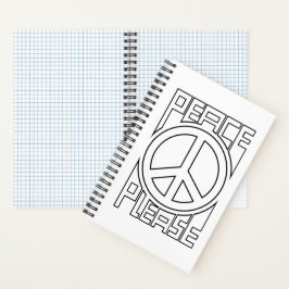 Peace Bitte Schwarze Kontur-Beschriftung Notizbuch