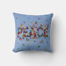 PEACE Blue Sky Butterflies | Motivational Hope Joy Kissen