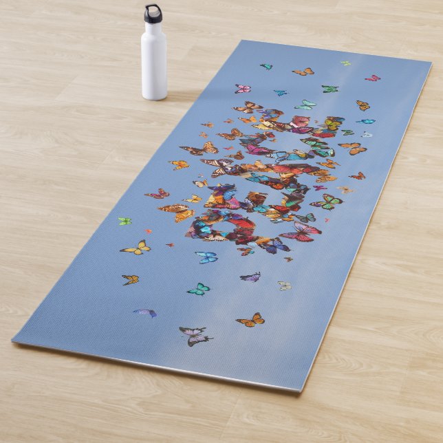 PEACE Blue Sky Butterflies | Motivational Hope Joy Yogamatte (Beispiel)