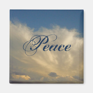 Peace Blue Sky White Fluffy Cloud Foto Nature Magnet