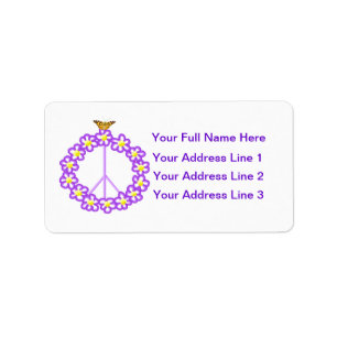 Peace Blume Butterfly Address Label Adressaufkleber