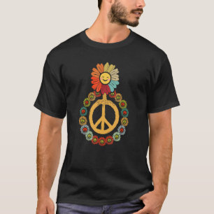 Peace Blume Power 60er Hippie Floral lächelnd Gesi T-Shirt