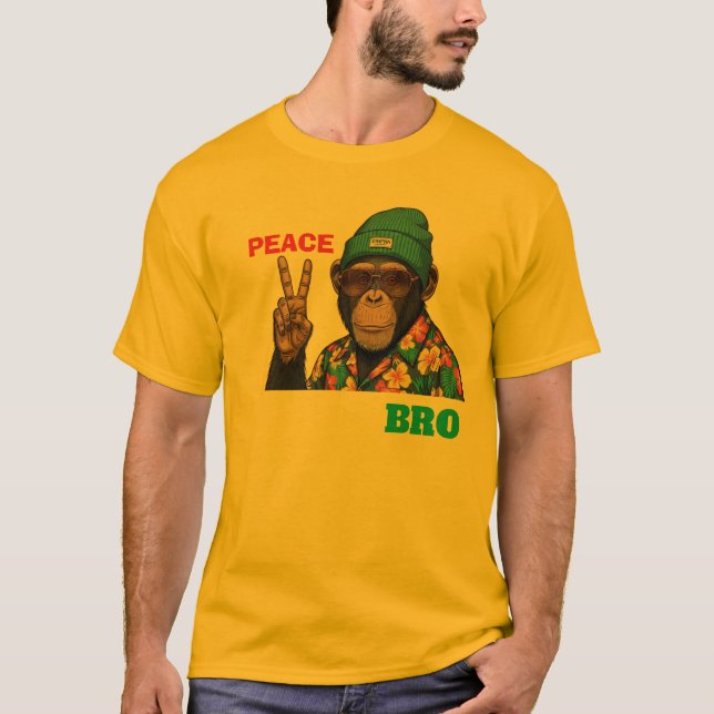 Peace Bro Chimpanzee Graphic T-Shirt - Cool Monkey (Vorderseite)