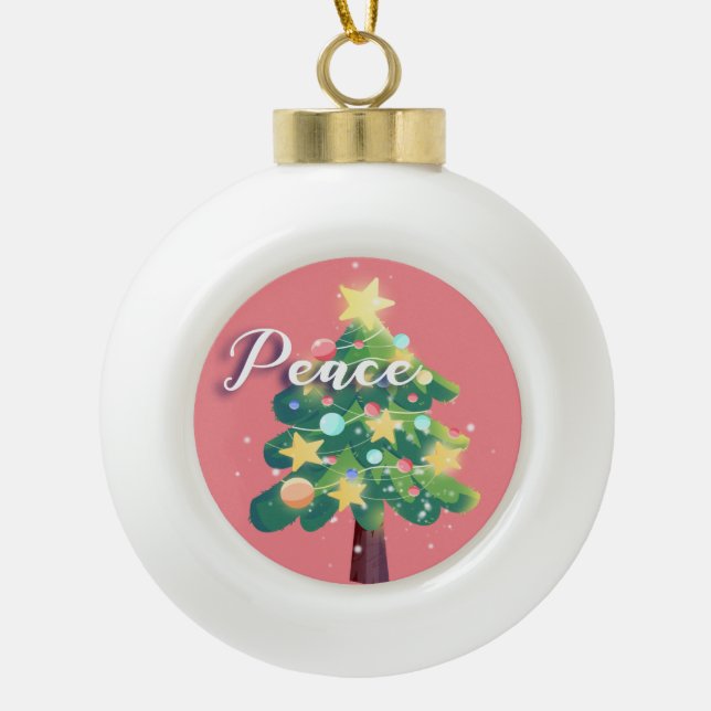 Peace Capton Karton Weihnachtsbaum Pink Keramik Kugel-Ornament (Vorderseite)