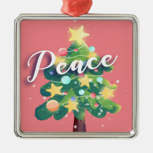 Peace Carton Weihnachtsbaum Rosa Metalldekoration Ornament Aus Metall