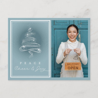 Peace Cheer Joy Sparkling Christmas Tree Business Feiertagspostkarte