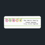 Peace Christmas Address Label<br><div class="desc">Benutzen Sie dieses personalisierte "Peace"-Adressetikett,  wenn Sie Ihre Urlaubskarten verschicken. Zu den passenden Elementen gehören: Porto-Briefmarke und Fotokarte.</div>