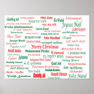 Peace Coexisty Frohe Weihnachten viele Sprachen Poster