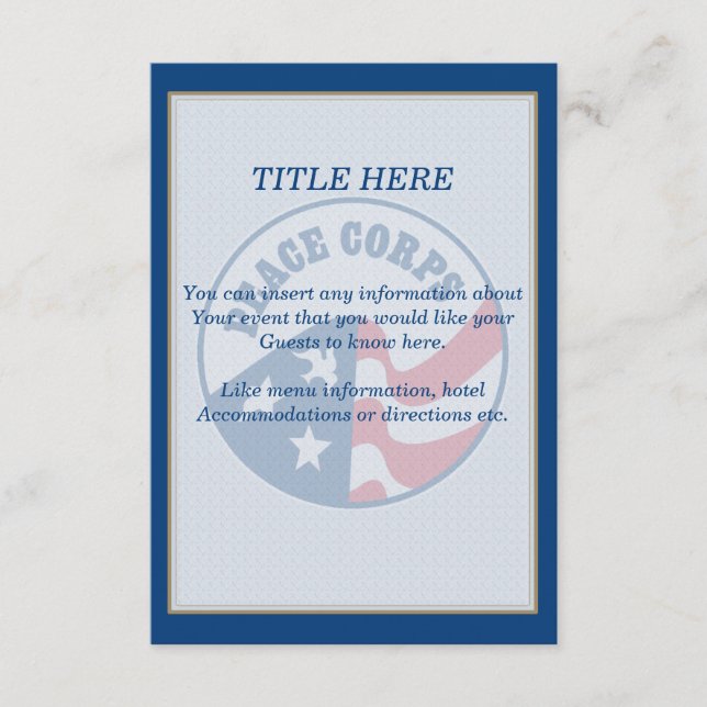 Peace Corps Wedding Card Begleitkarte (Vorderseite)