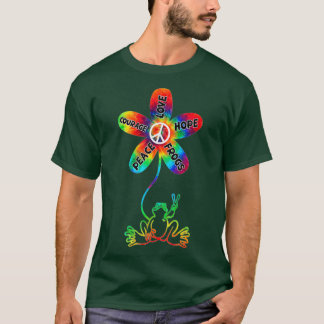 Peace Courage Liebe Hope Frogs Hippie Gift T-Shirt