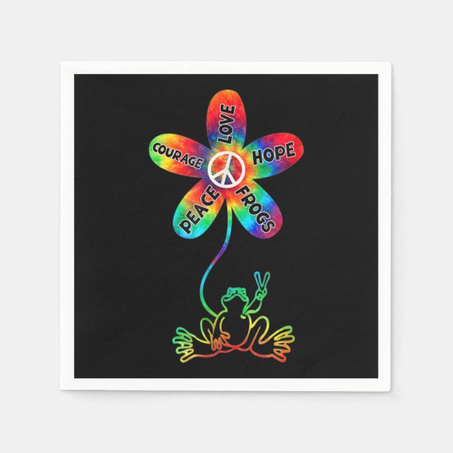Peace Courage Liebe Hope Frogs Hippie Serviette (Vorderseite)