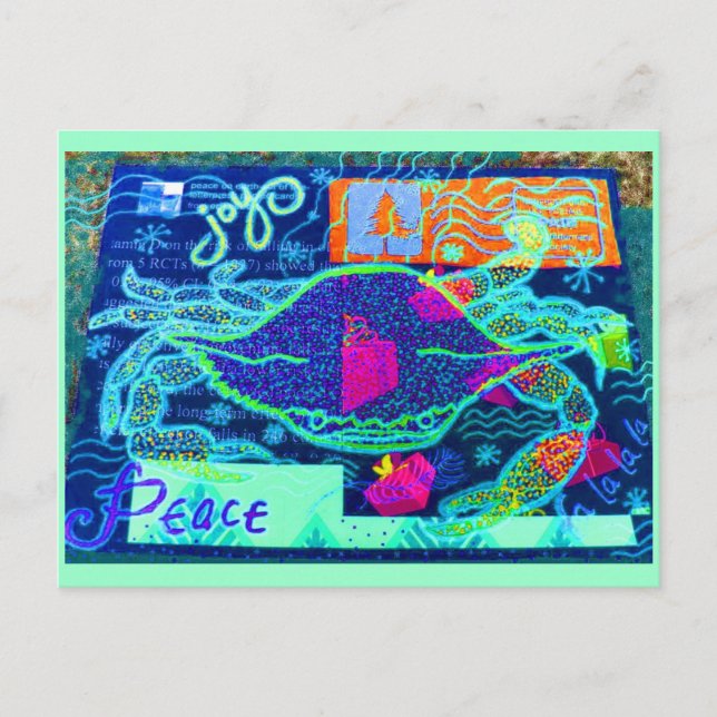 Peace Crab Collage Postkarte (Vorderseite)