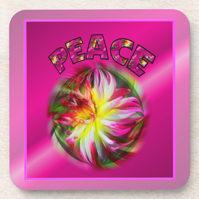 Peace Dahlia Blume Inspiration Untersetzer Set (Vorderseite)