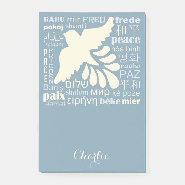 PEACE dans les langues Nom personnalisé Post-It no (Devant)