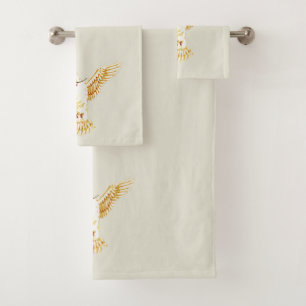 Peace Dove and Olive Branch on Ecru Badhandtuch Set