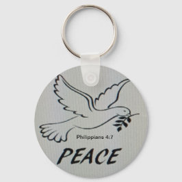 Peace Dove Button with scripture Schlüsselanhänger